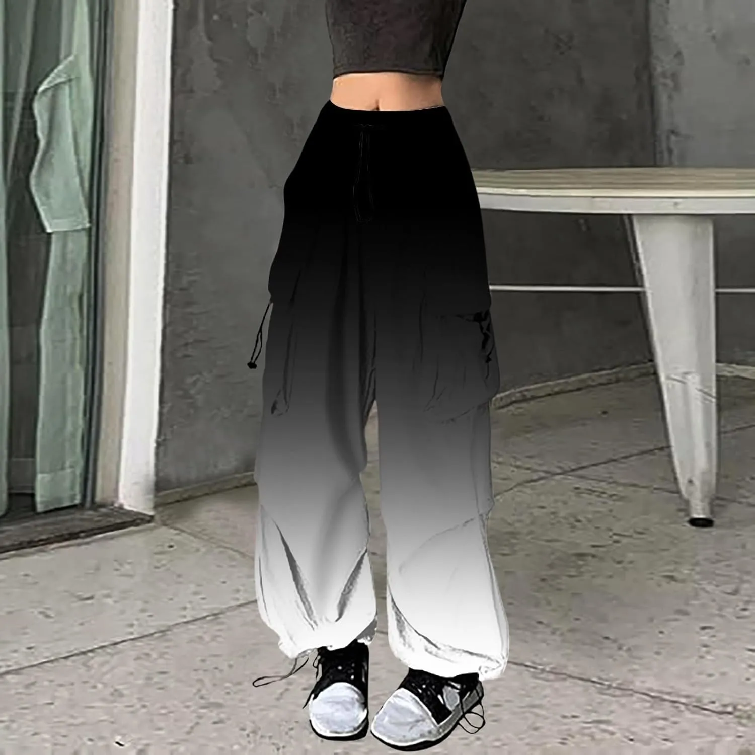 Rain Pants Baggy Cargo Pants Summer Y2k Women Wide Straight Leg Casual Pants Loose Striped Drawstring Trousers Pants