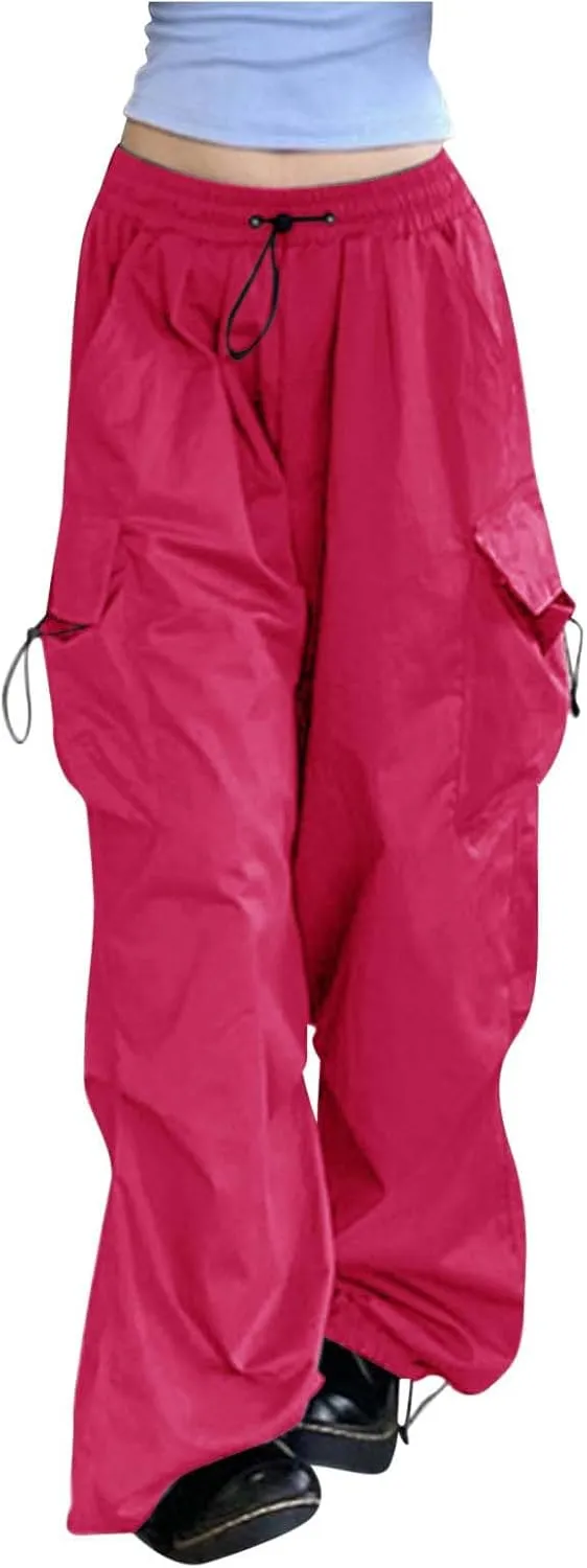 Rain Pants Women's Baggy Cargo Pants Trendy Y2k Clothing with Multi-Pocket Relaxed Fit Solid Jeans Hip Hop Cargo Pants