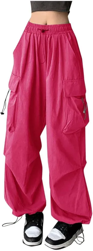 Rain Pants Women's Baggy Cargo Pants Trendy Y2k Clothing with Multi-Pocket Relaxed Fit Solid Jeans Hip Hop Cargo Pants
