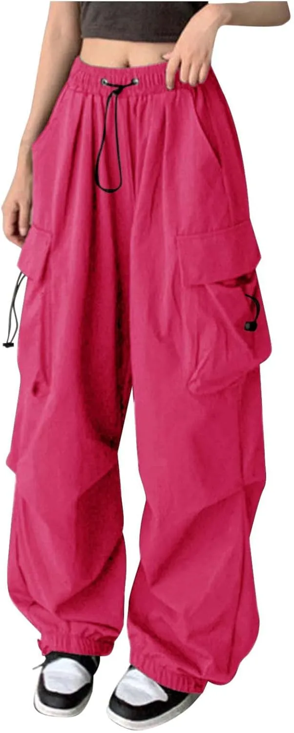 Rain Pants Women's Baggy Cargo Pants Trendy Y2k Clothing with Multi-Pocket Relaxed Fit Solid Jeans Hip Hop Cargo Pants