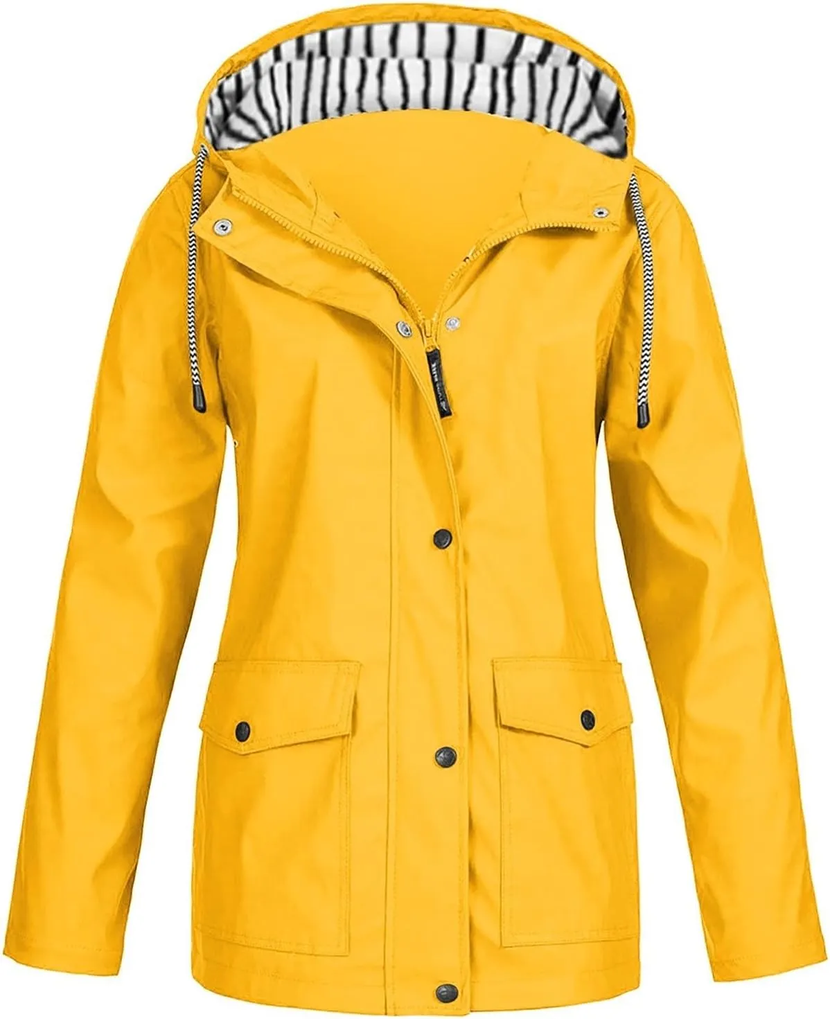 Raincoat Women Waterproof Windproof Zip Hooded Trench Coats Winter Outdoor Hiking Trench Coats with Pockets
