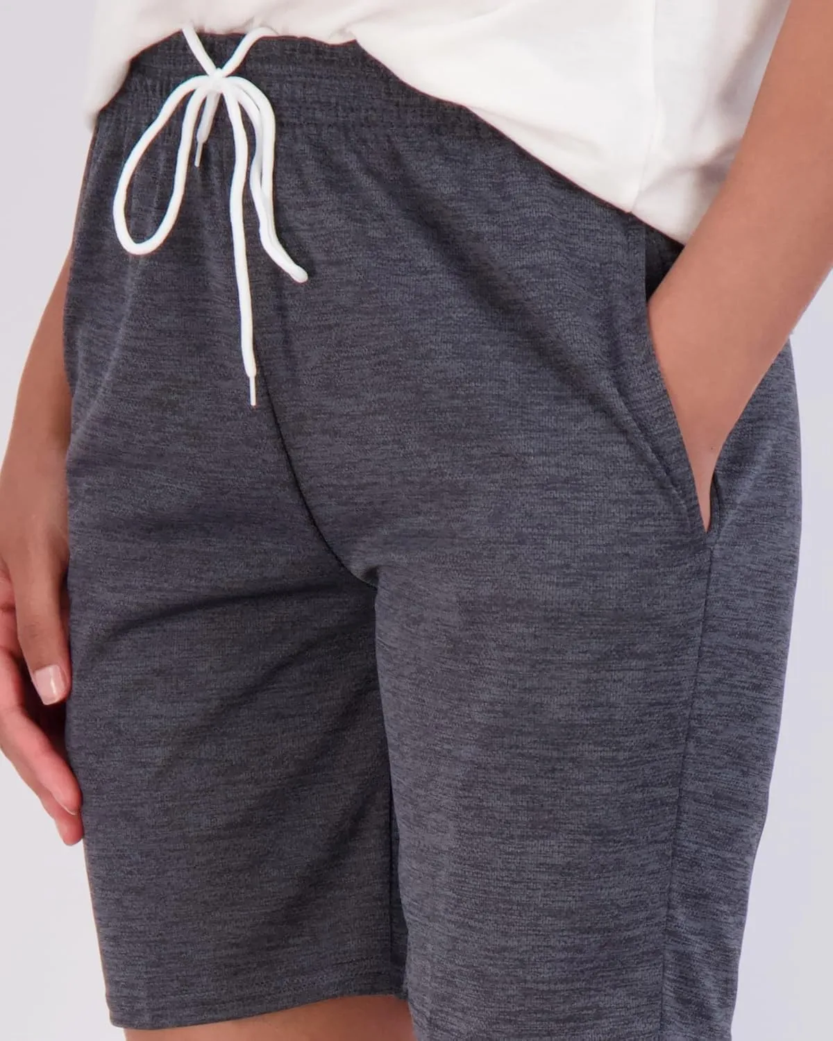 Real Essentials 4-Pack: Women's 7" Mesh Quick-Dry Bermuda Active Athletic Long Shorts with Pockets (Available in Plus Size)