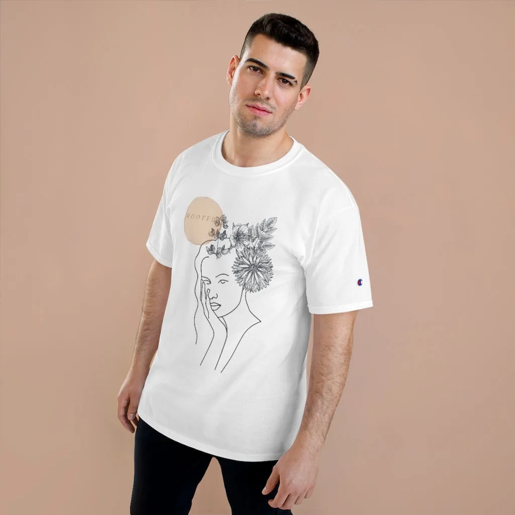Rooted Bible Verse Line Art Woman Christian Quote Champion T-Shirt