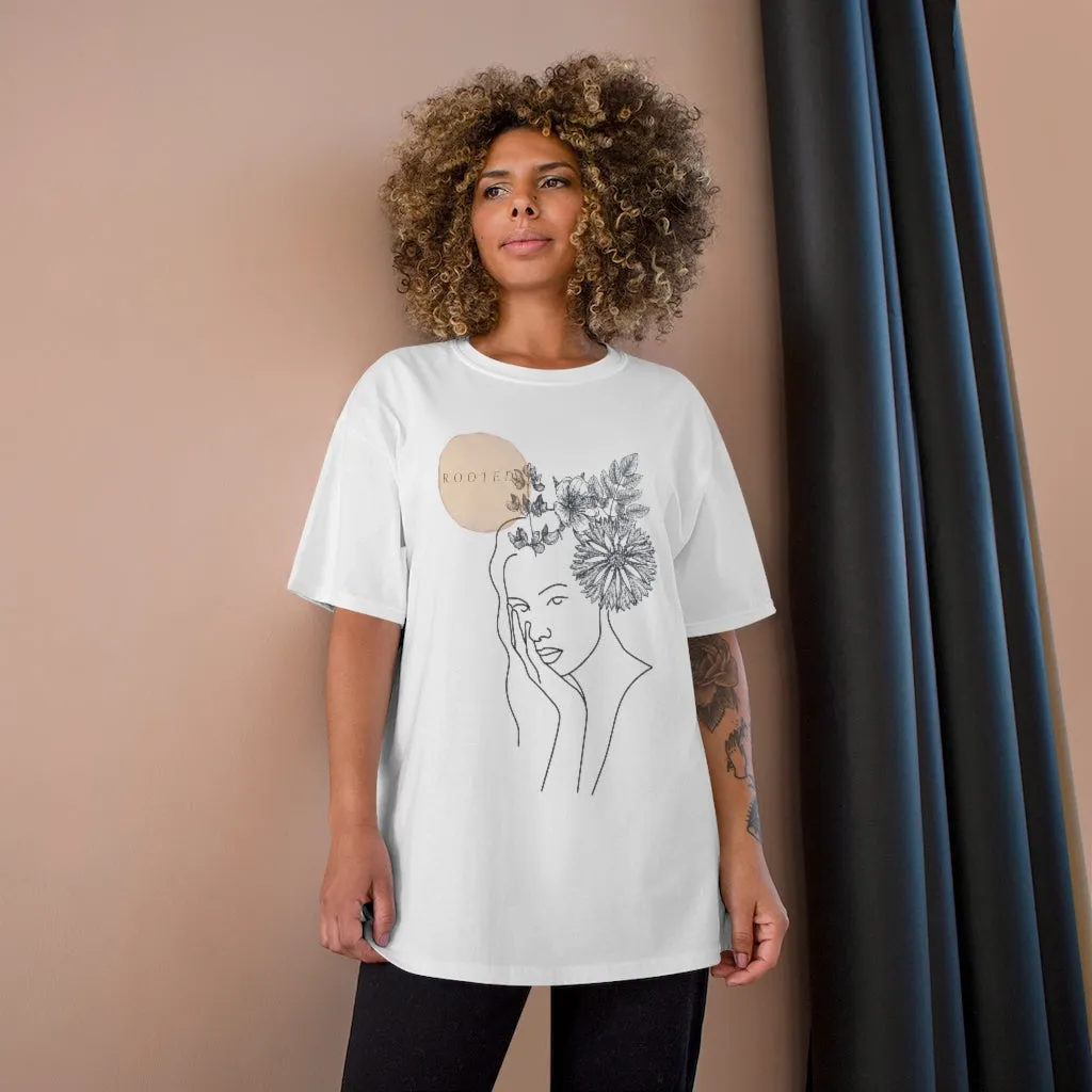 Rooted Bible Verse Line Art Woman Christian Quote Champion T-Shirt
