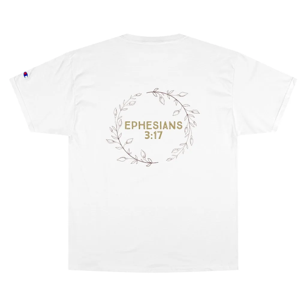 Rooted Bible Verse Line Art Woman Christian Quote Champion T-Shirt