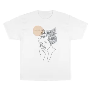Rooted Bible Verse Line Art Woman Christian Quote Champion T-Shirt