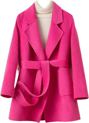SaoBiiu Women Wool Blend Long Overcoat Autumn Winter Woolen Coat red M