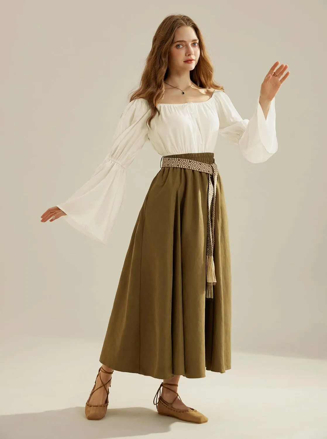 Scarlet Darkness Renaissance Peasant Blouses for Women Off Shoulder Tops Pirate Costume Women