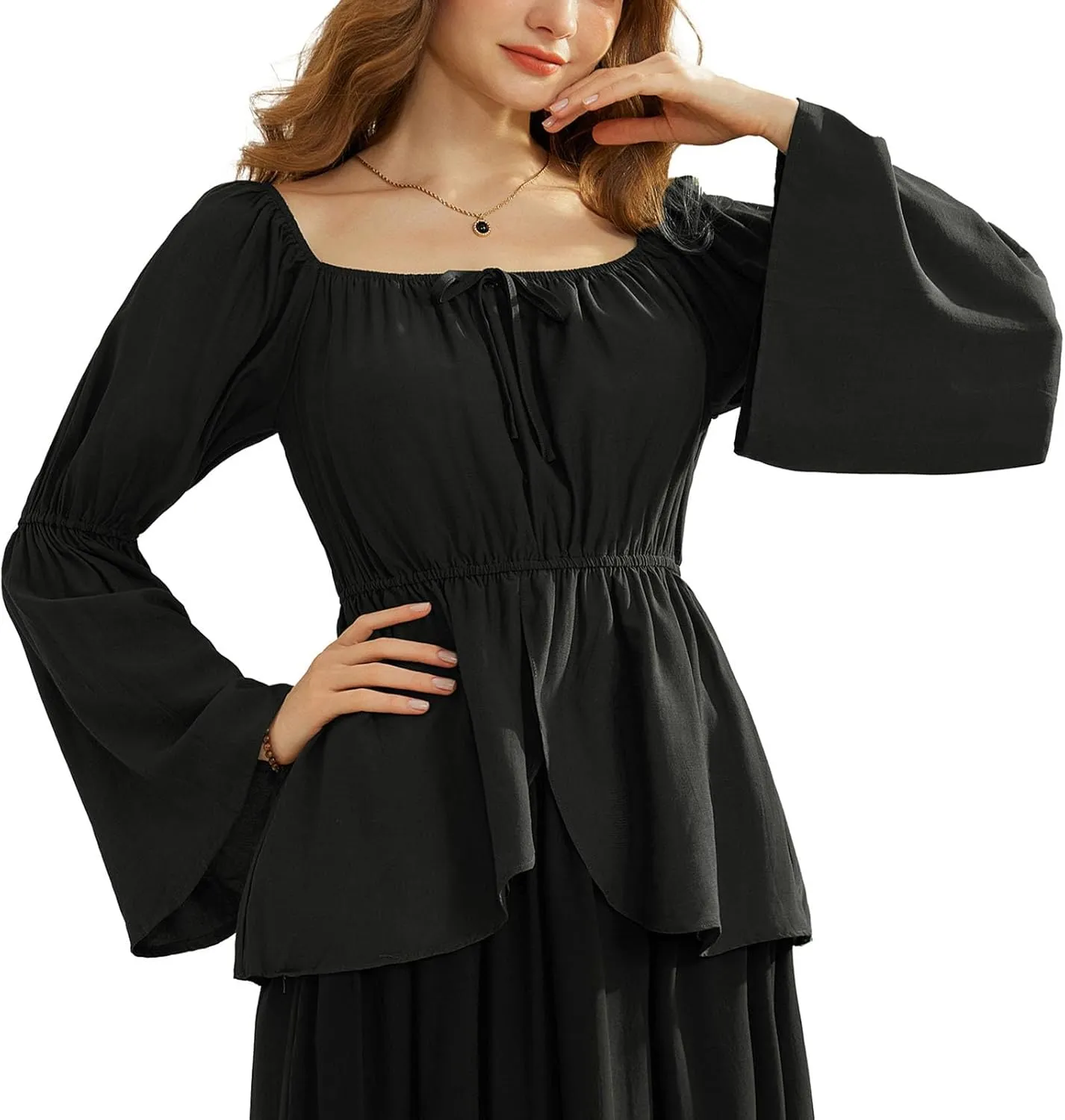 Scarlet Darkness Renaissance Peasant Blouses for Women Off Shoulder Tops Pirate Costume Women