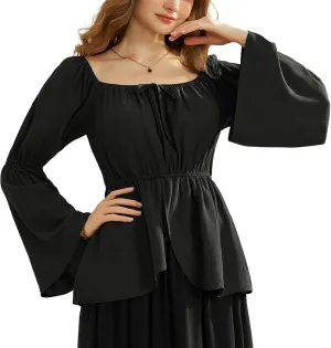 Scarlet Darkness Renaissance Peasant Blouses for Women Off Shoulder Tops Pirate Costume Women