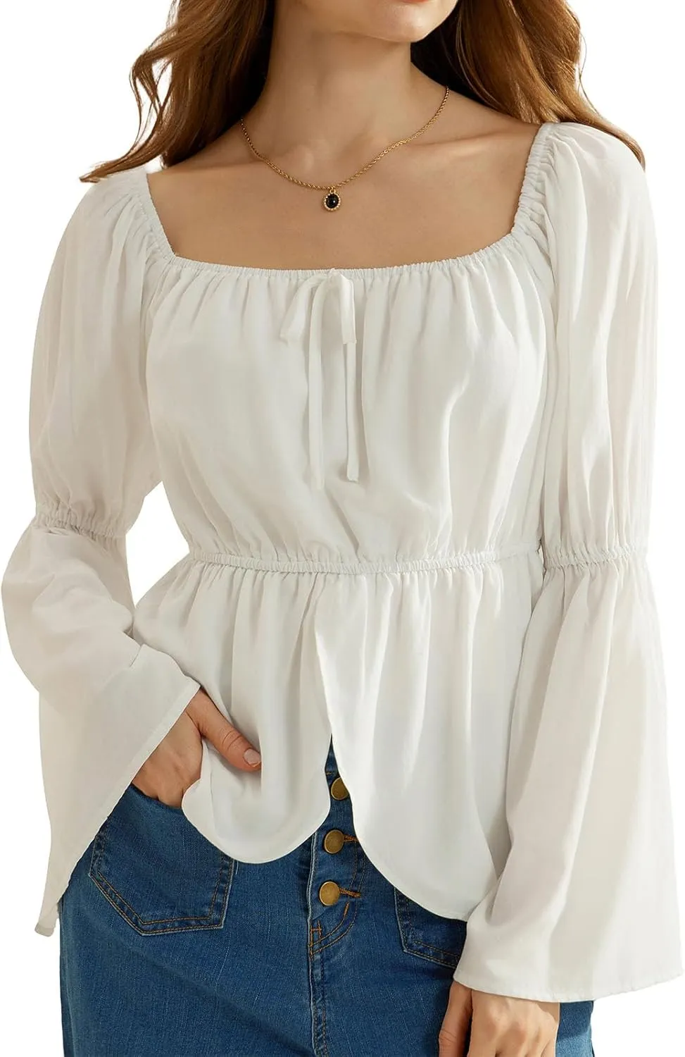 Scarlet Darkness Renaissance Peasant Blouses for Women Off Shoulder Tops Pirate Costume Women