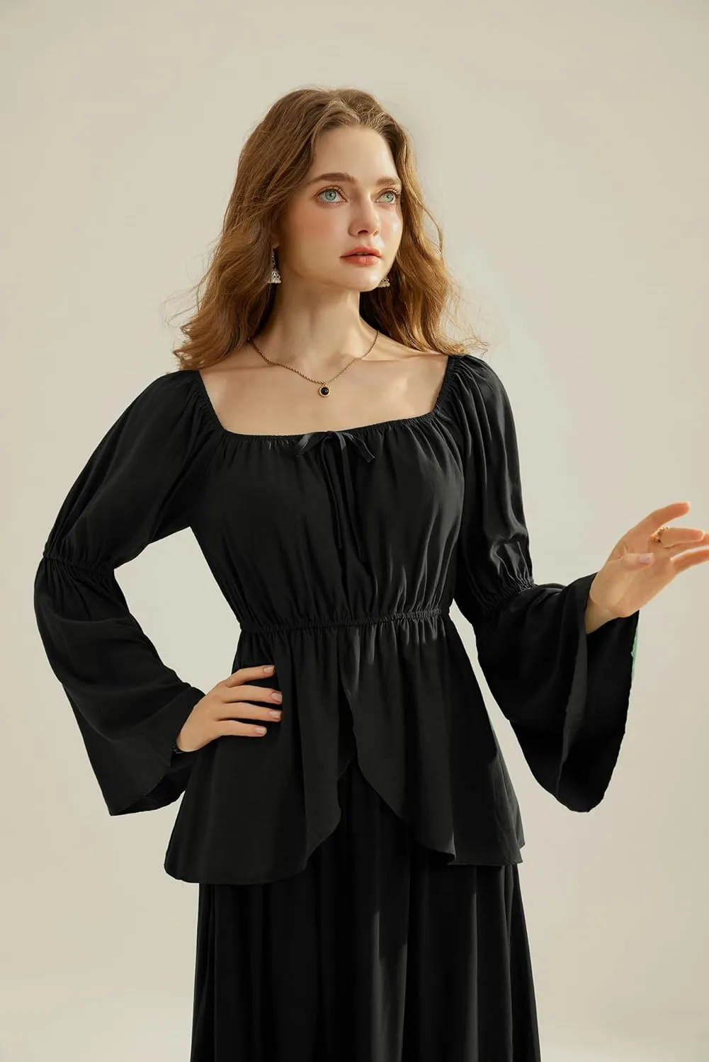 Scarlet Darkness Renaissance Peasant Blouses for Women Off Shoulder Tops Pirate Costume Women