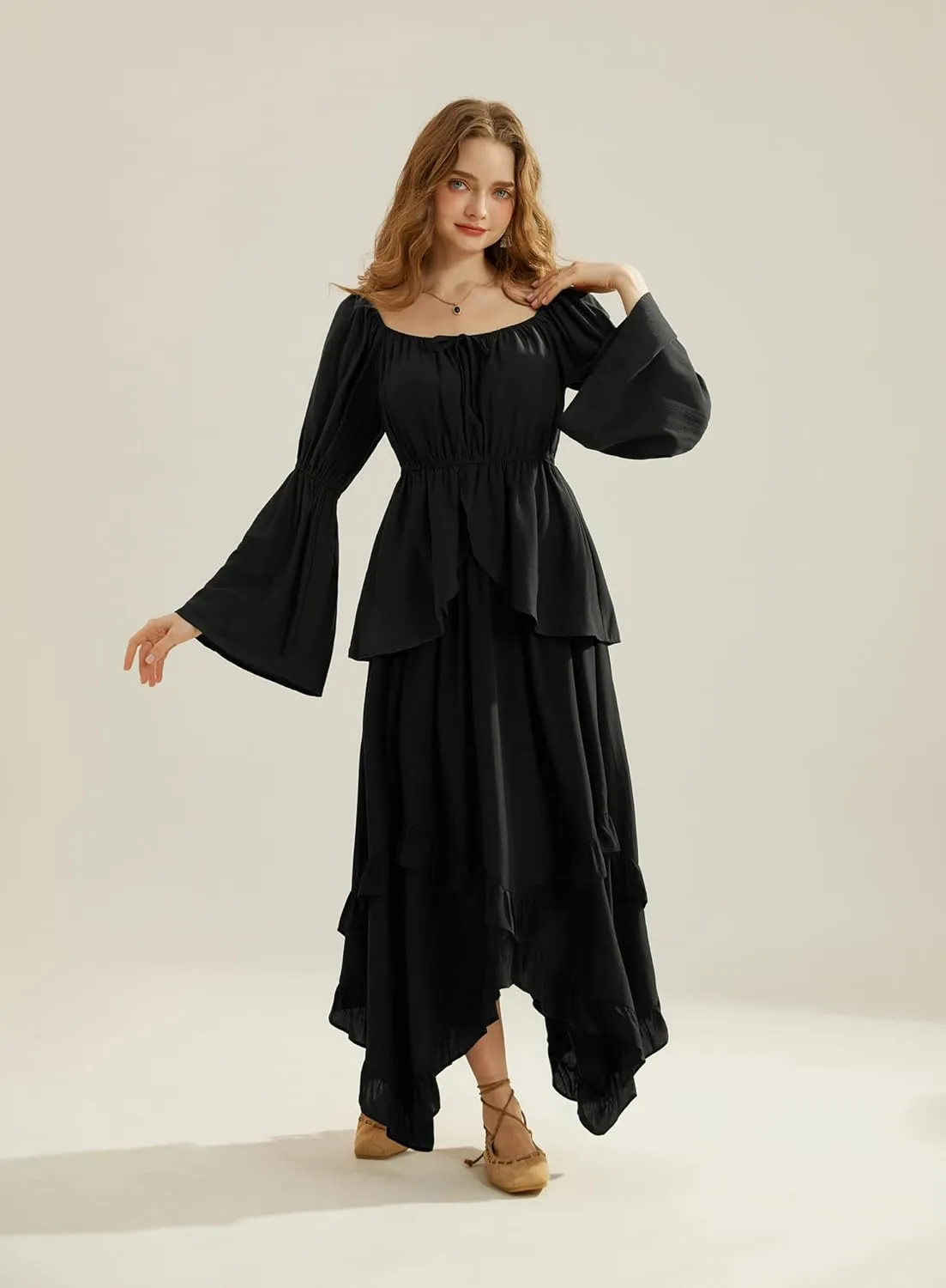 Scarlet Darkness Renaissance Peasant Blouses for Women Off Shoulder Tops Pirate Costume Women