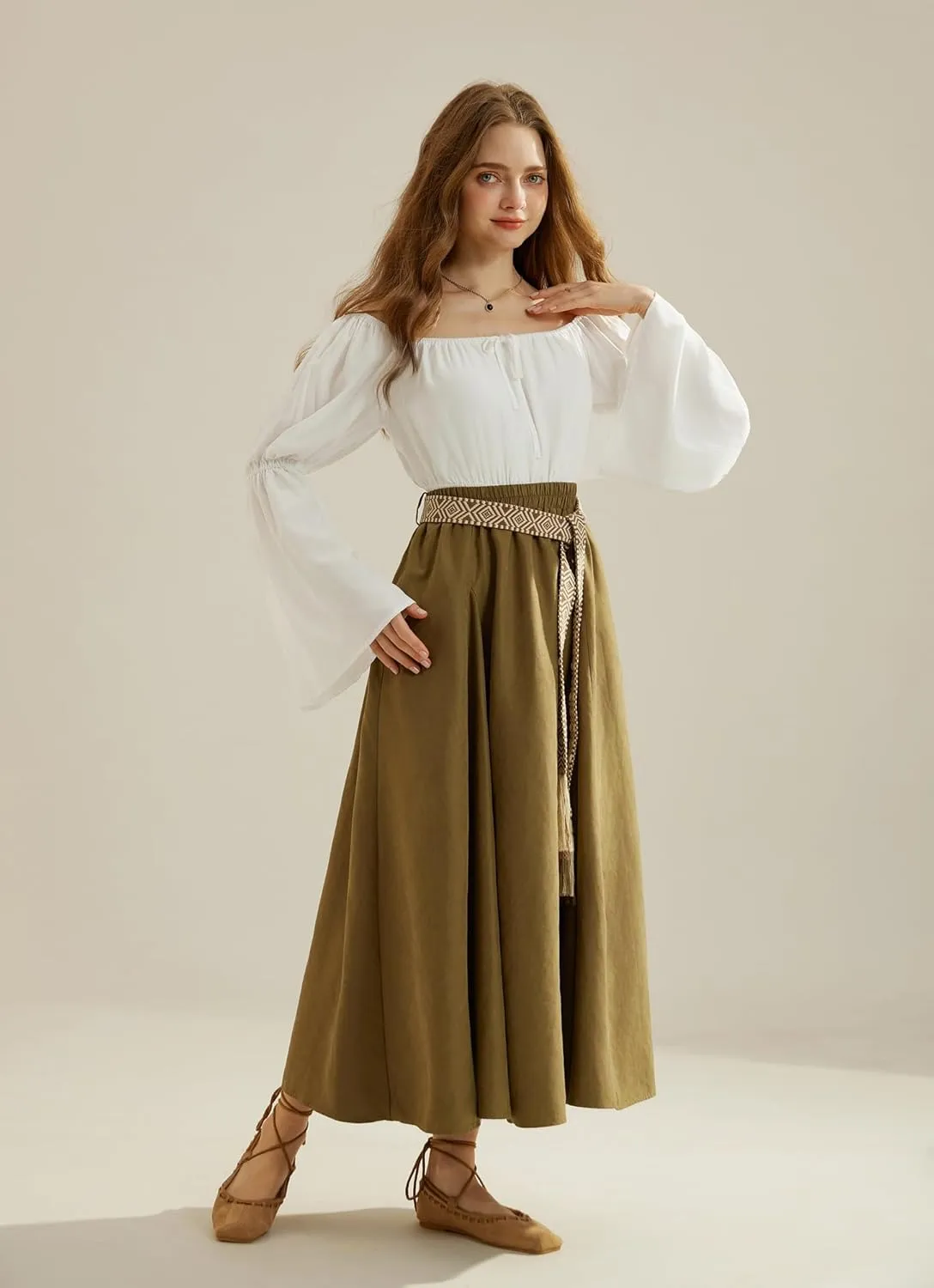 Scarlet Darkness Renaissance Peasant Blouses for Women Off Shoulder Tops Pirate Costume Women