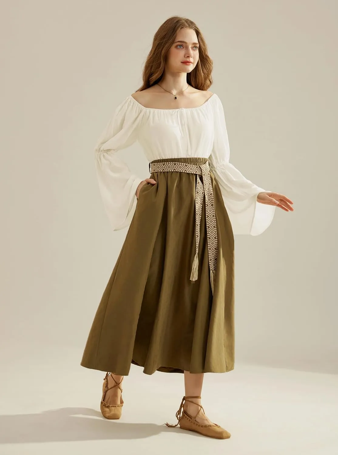 Scarlet Darkness Renaissance Peasant Blouses for Women Off Shoulder Tops Pirate Costume Women