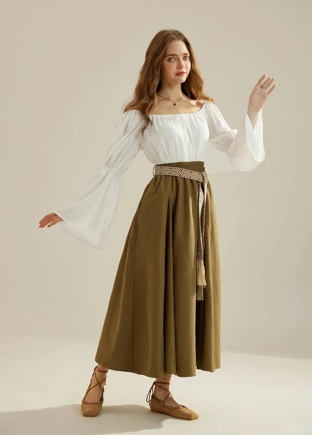 Scarlet Darkness Renaissance Peasant Blouses for Women Off Shoulder Tops Pirate Costume Women