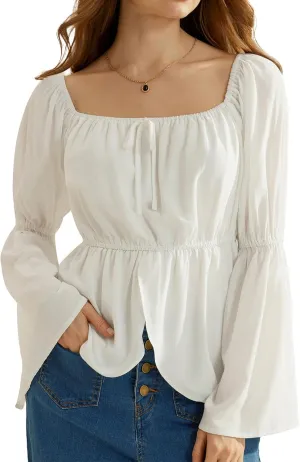 Scarlet Darkness Renaissance Peasant Blouses for Women Off Shoulder Tops Pirate Costume Women