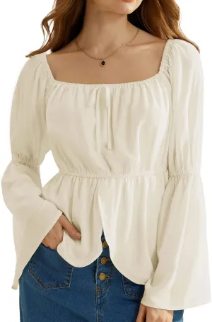 Scarlet Darkness Renaissance Peasant Blouses for Women Off Shoulder Tops Pirate Costume Women