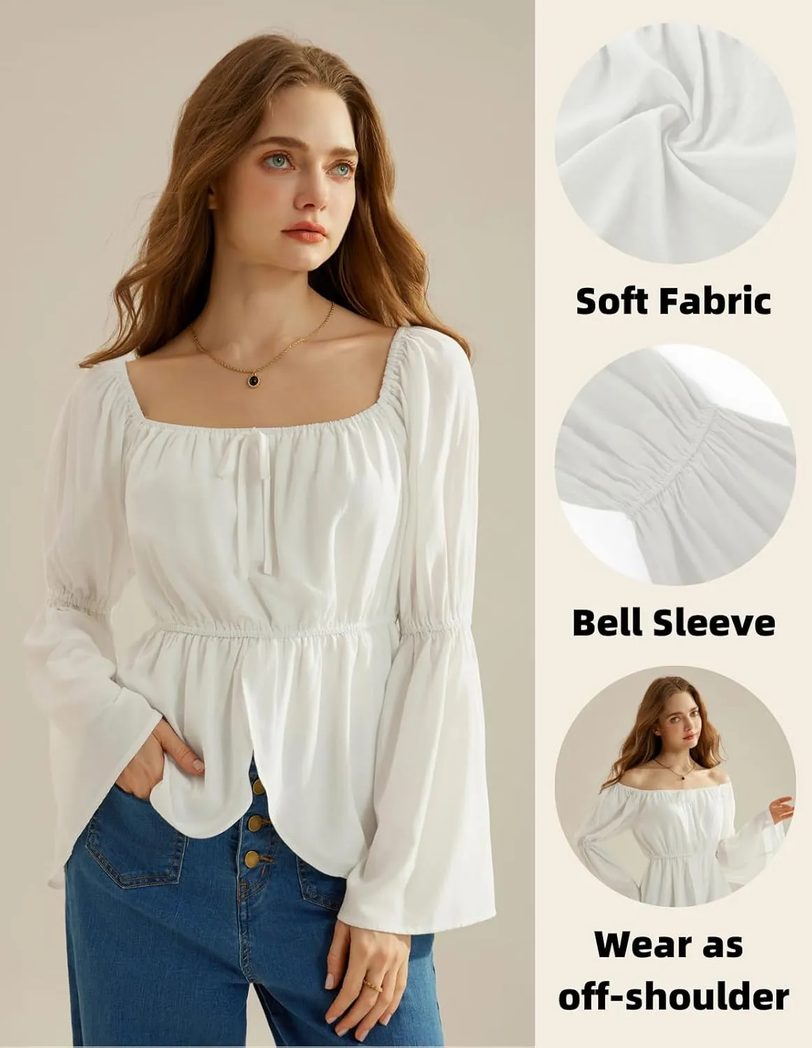 Scarlet Darkness Renaissance Peasant Blouses for Women Off Shoulder Tops Pirate Costume Women