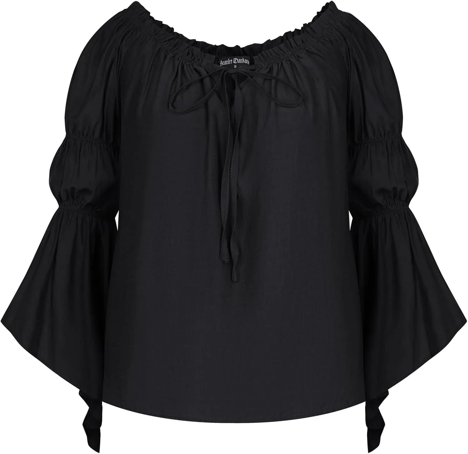 Scarlet Darkness Women Renaissance Shirt Off Shoulder Bell Sleeve Casual Loose Peasant Tops
