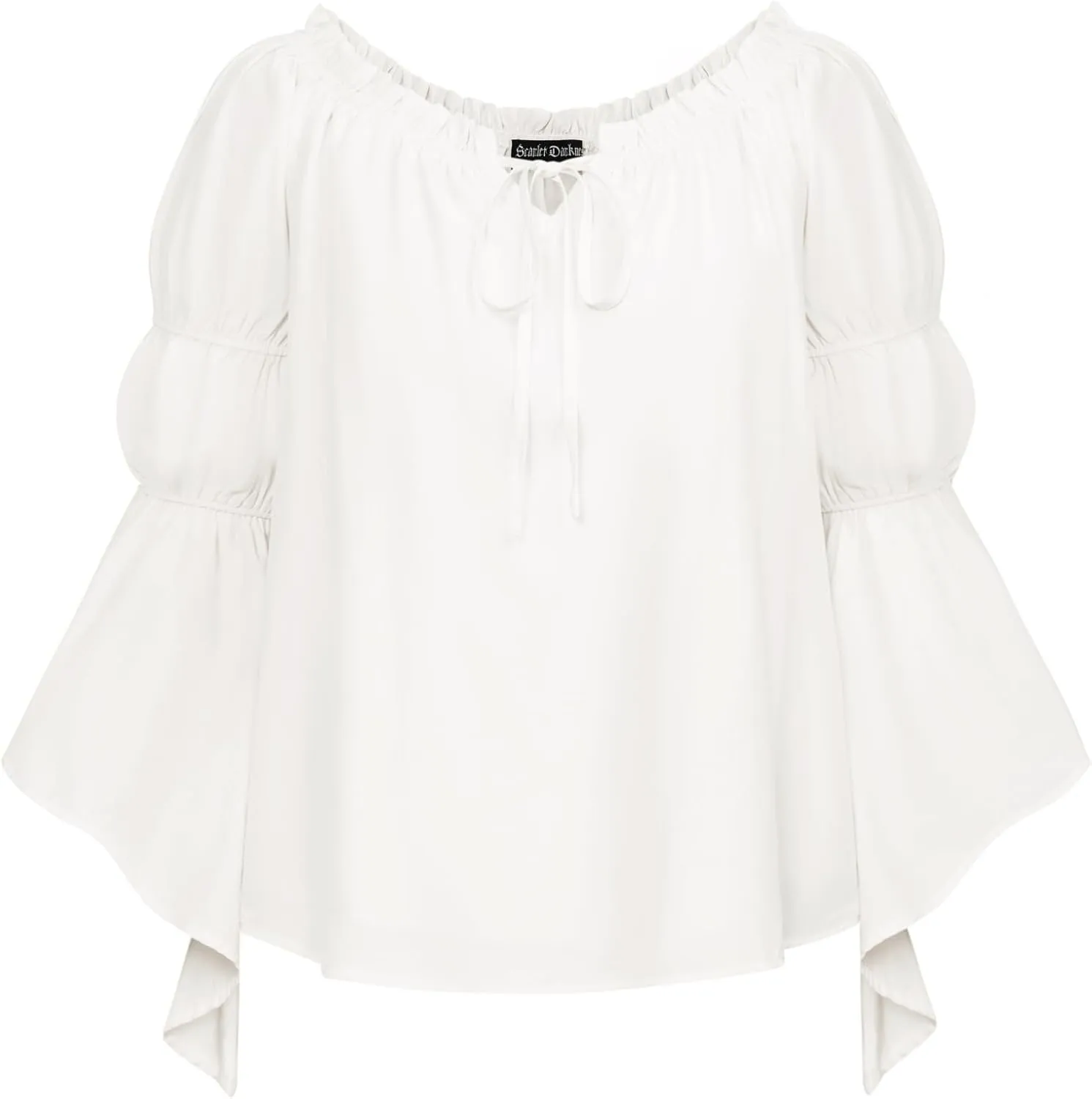 Scarlet Darkness Women Renaissance Shirt Off Shoulder Bell Sleeve Casual Loose Peasant Tops