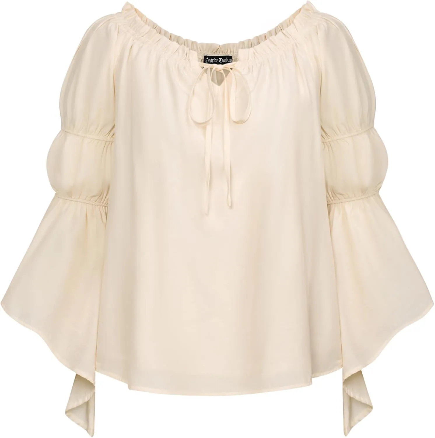 Scarlet Darkness Women Renaissance Shirt Off Shoulder Bell Sleeve Casual Loose Peasant Tops