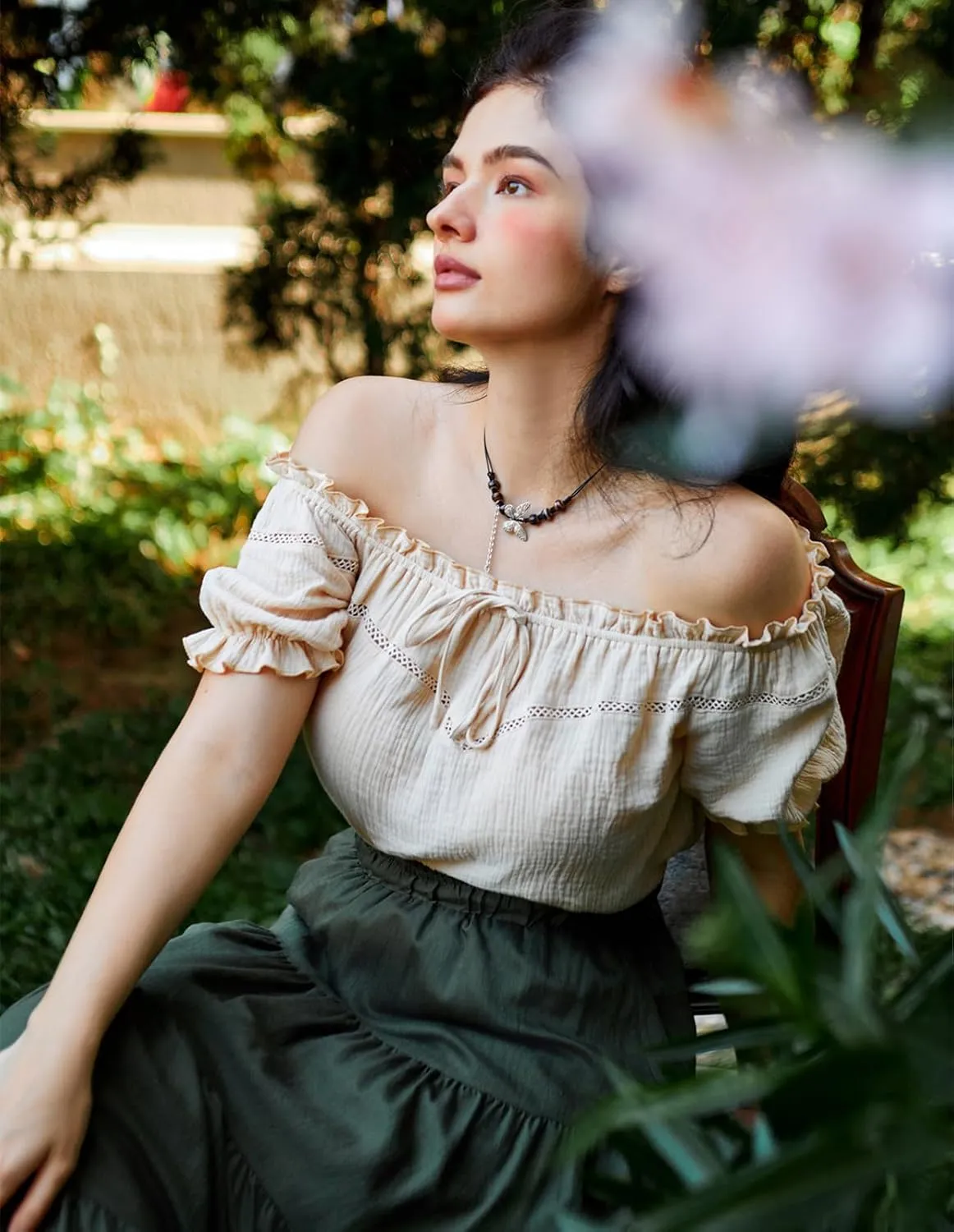 Scarlet Darkness Women's Renaissance Shirt Off Shoulder Puff Sleeve Loose Fit Summer Tops