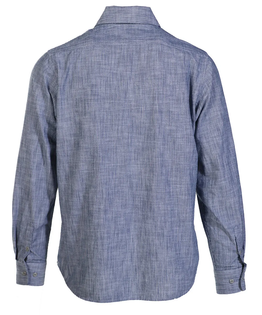 Schott NYC Men's Long Sleeve Denim Shirt - Ticking Stripe