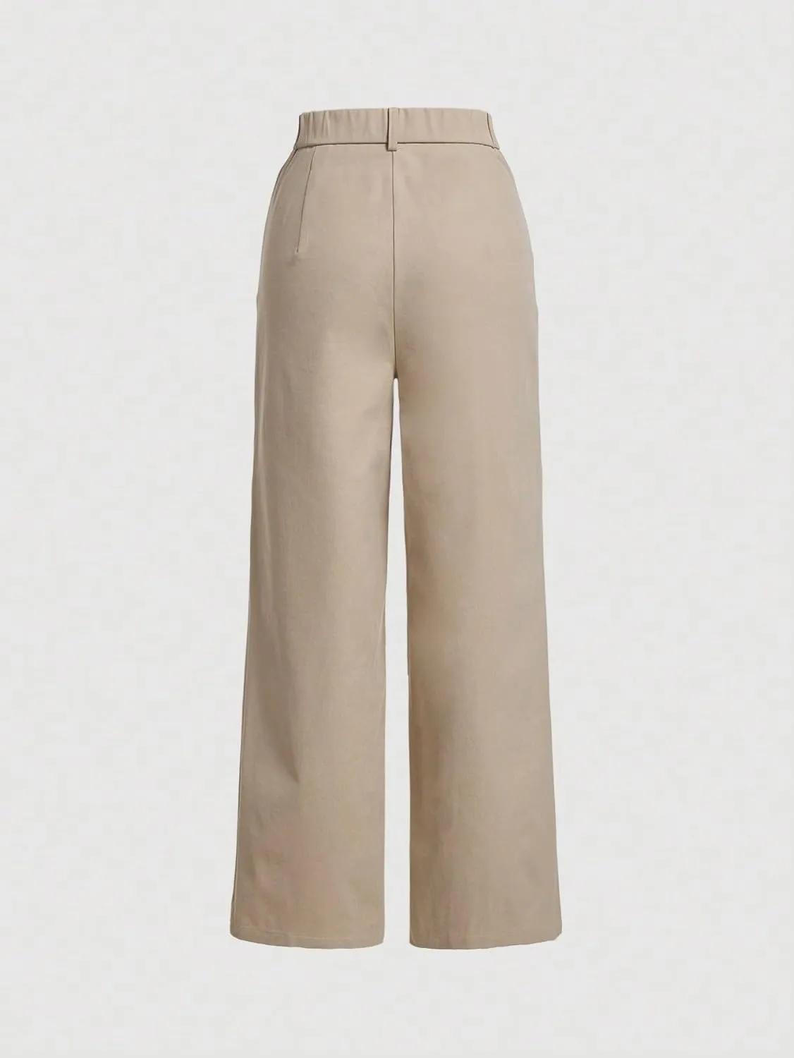 SECOLI Women's Straight Wide Leg Trousers Pants Khaki Casual Front Wide Leg Pants