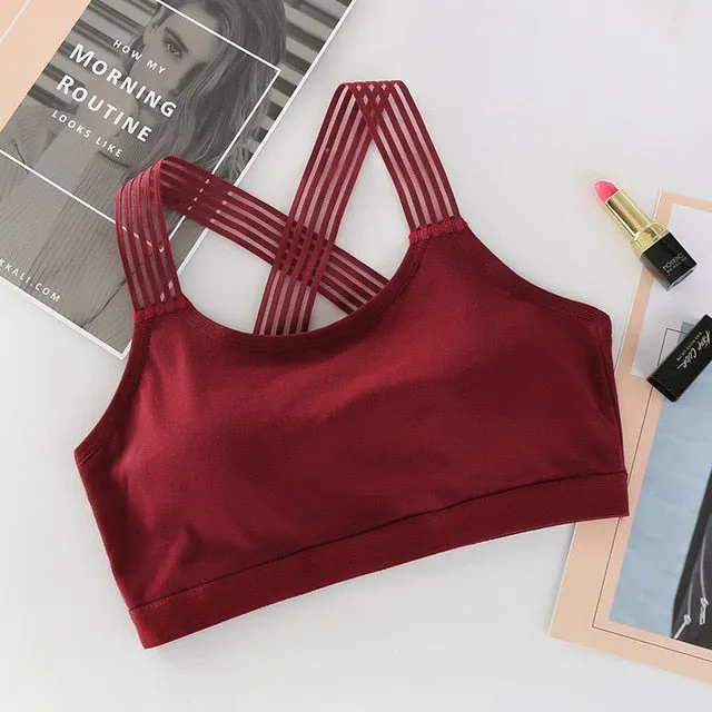 Sexy Cross Back Straps Sports Bra Shockproof Breathable