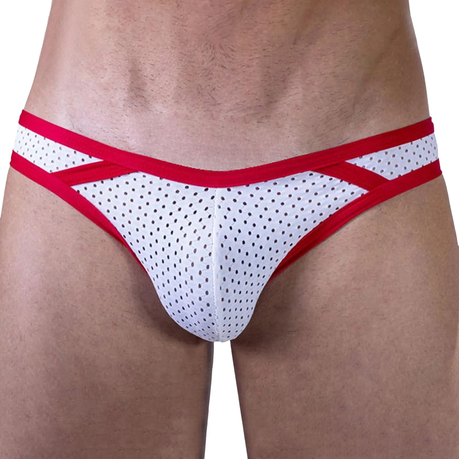Sexy Mesh Briefs For Men Underwear Breathable Bulge Pouch Thongs Striped Elastic Waistband Lingerie Classic Underpant