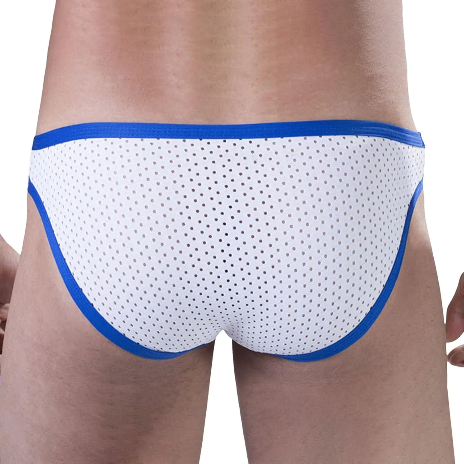 Sexy Mesh Briefs For Men Underwear Breathable Bulge Pouch Thongs Striped Elastic Waistband Lingerie Classic Underpant