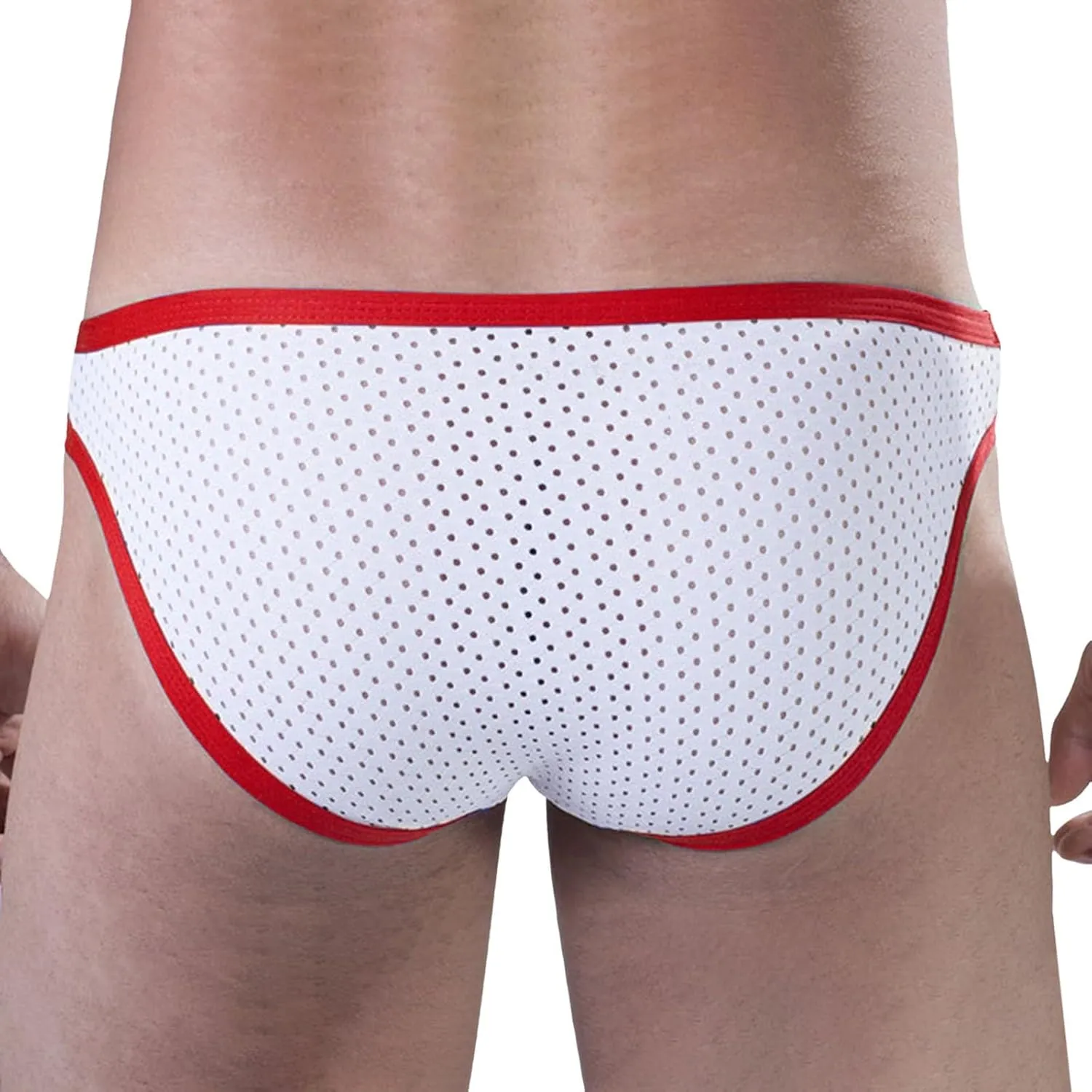 Sexy Mesh Briefs For Men Underwear Breathable Bulge Pouch Thongs Striped Elastic Waistband Lingerie Classic Underpant