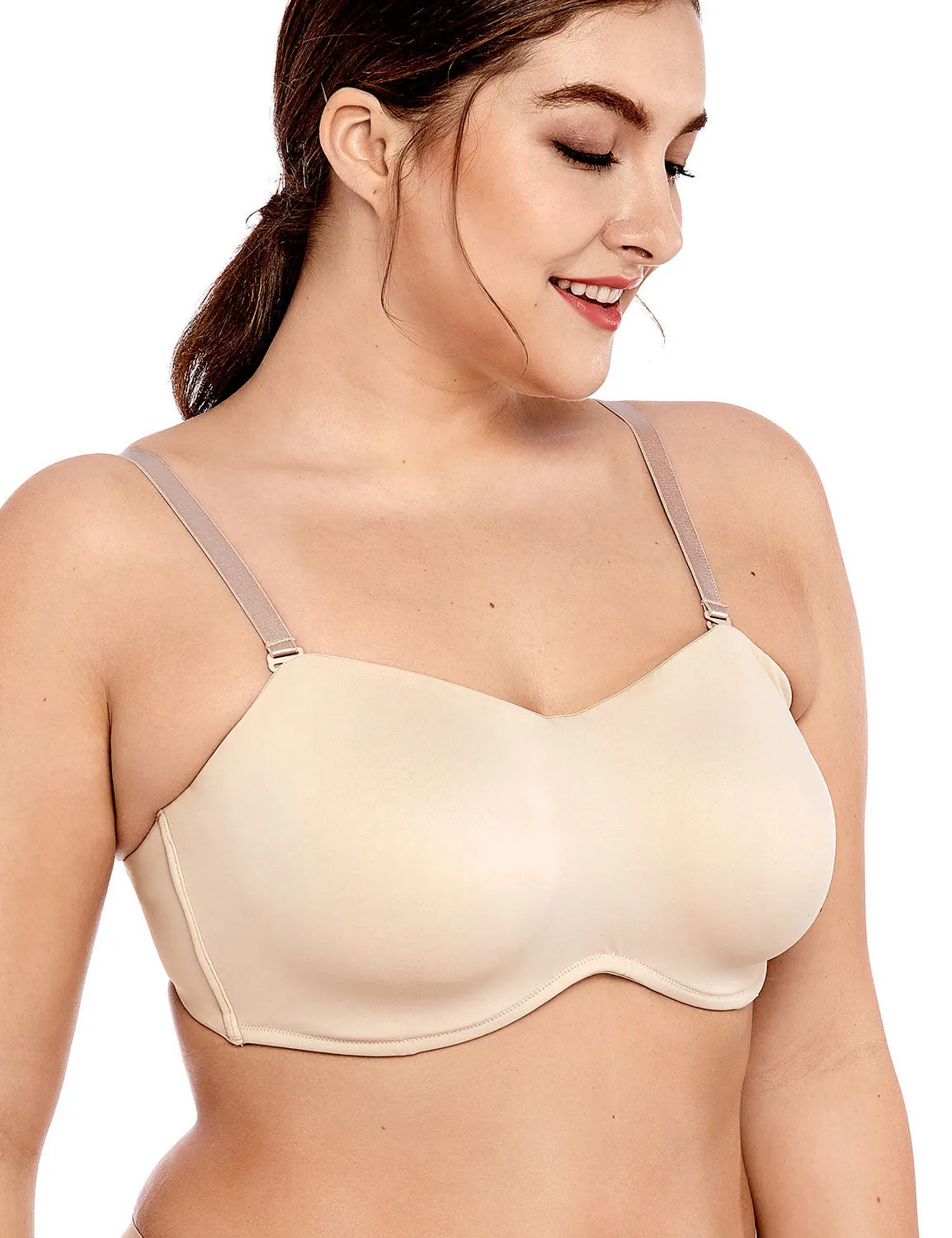 Sexy Women's Smooth Seamless Invisible Underwire Bra With Convertible Strap