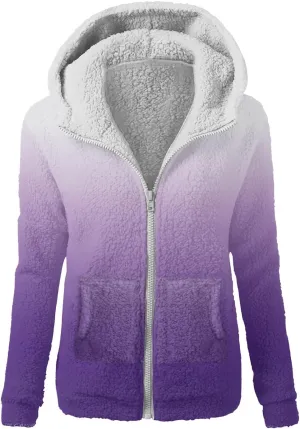 Sherpa Flannel Jacket for Women Plaid Fleece Shirt Jacket Plus Size Fall Winter Clothes Full Zip Warm Coat With Hood
