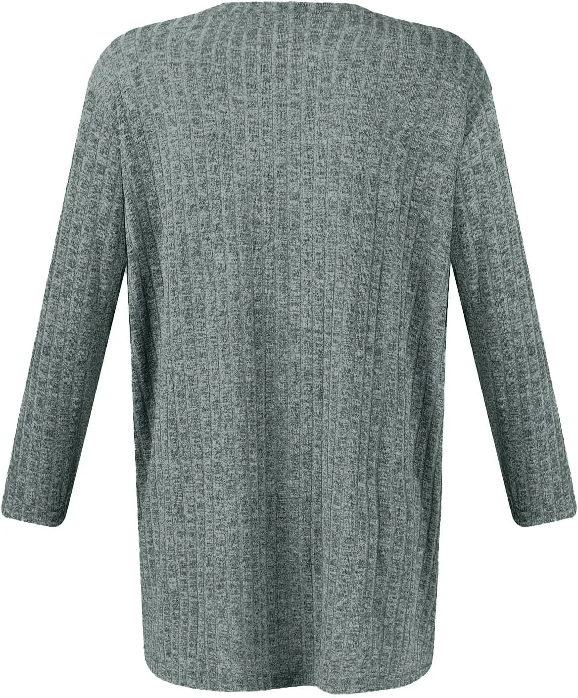 Shirts for Women 3/4 Sleeve Winter Ribbed Knit Shirts Trendy Over Sized Sweaters Pullover Sweatshirts Plus Size