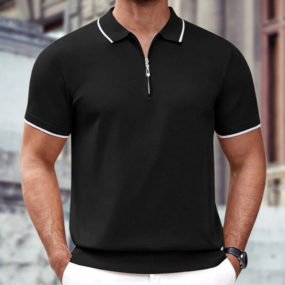 Short Sleeve Polo Shirt With Zipper