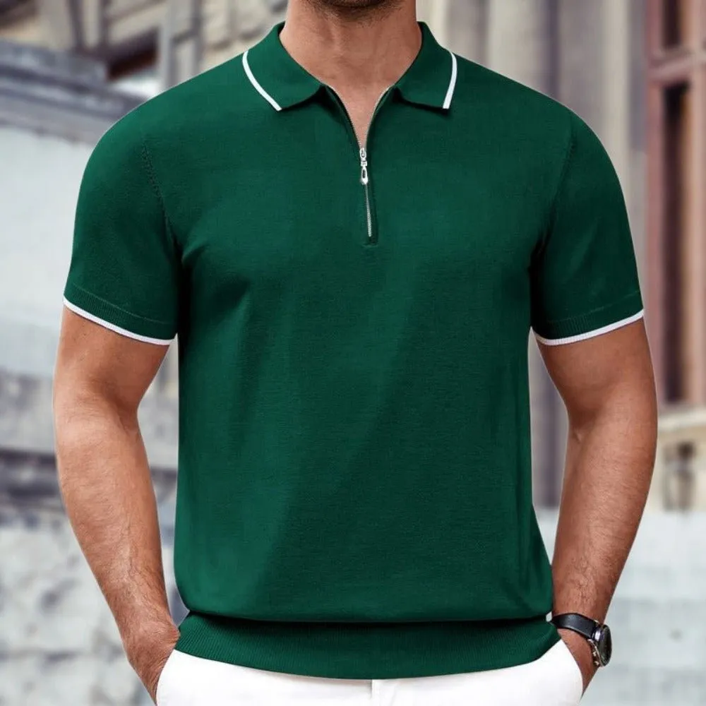 Short Sleeve Polo Shirt With Zipper