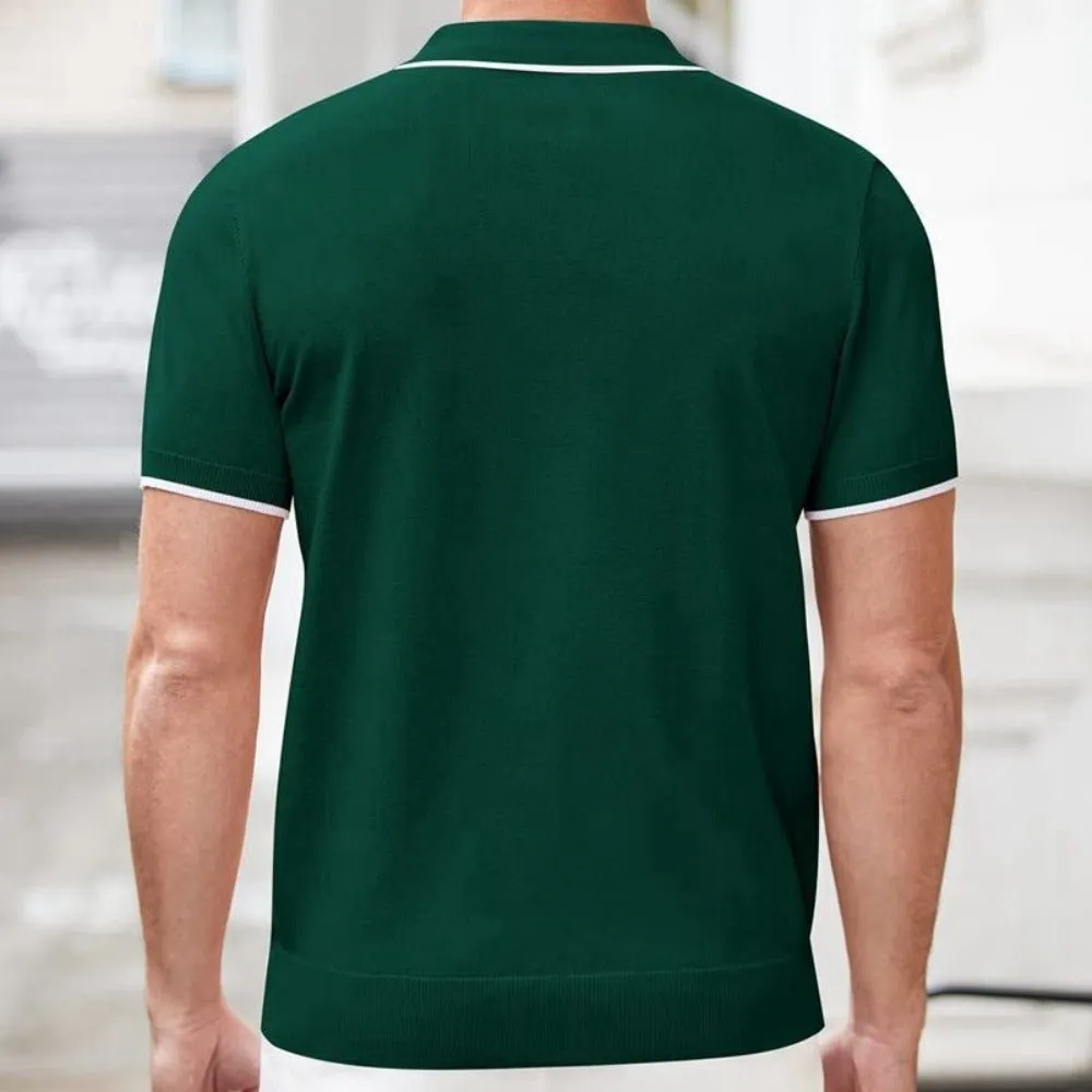 Short Sleeve Polo Shirt With Zipper