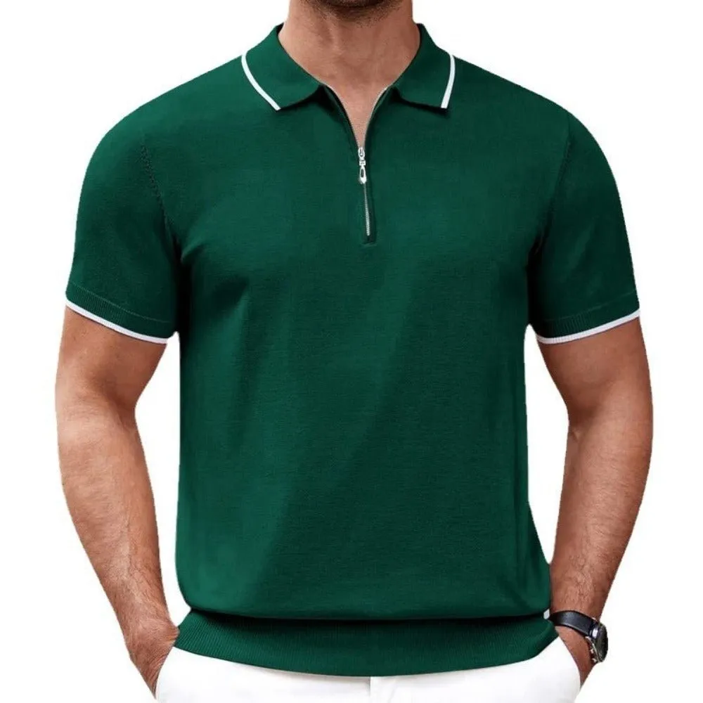 Short Sleeve Polo Shirt With Zipper