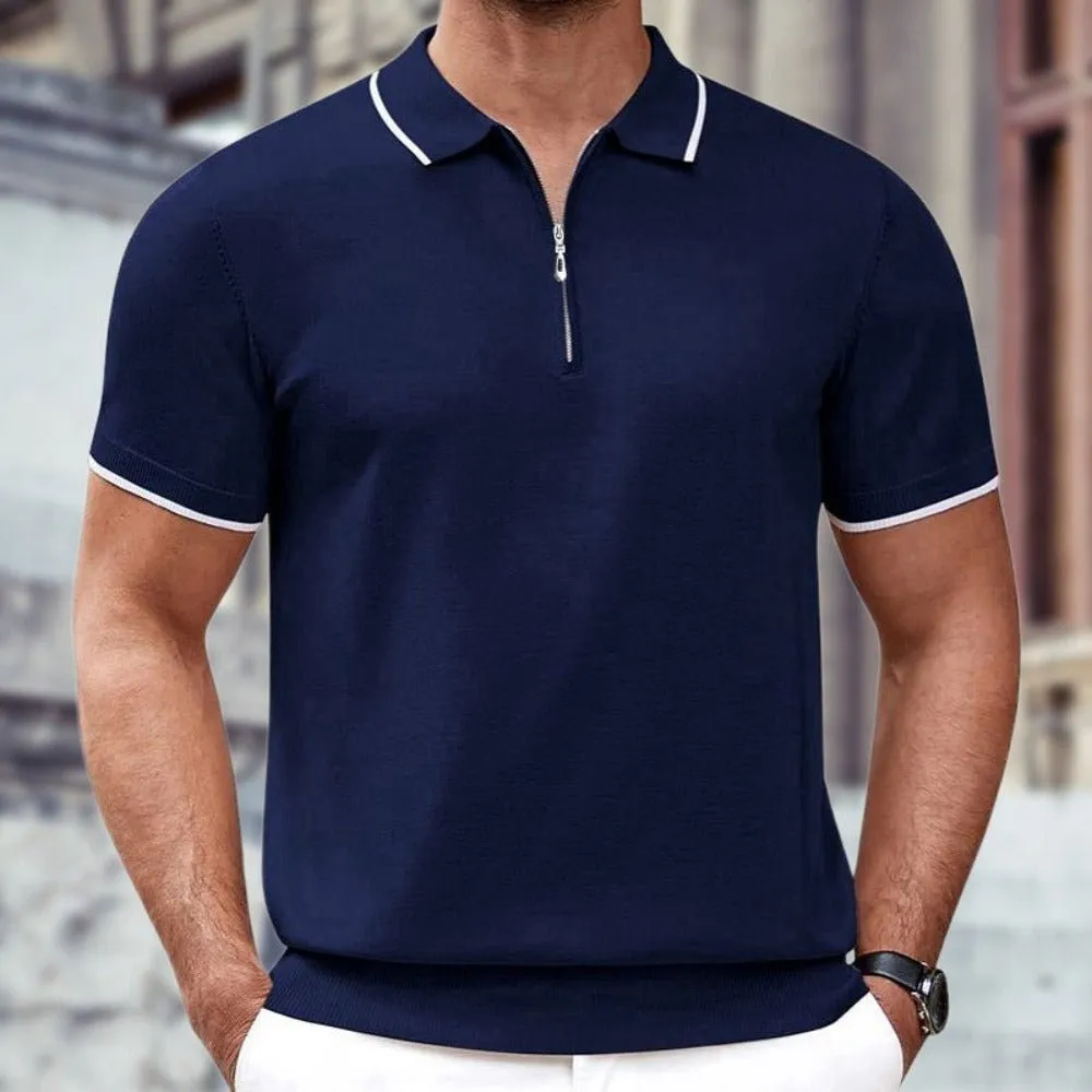 Short Sleeve Polo Shirt With Zipper
