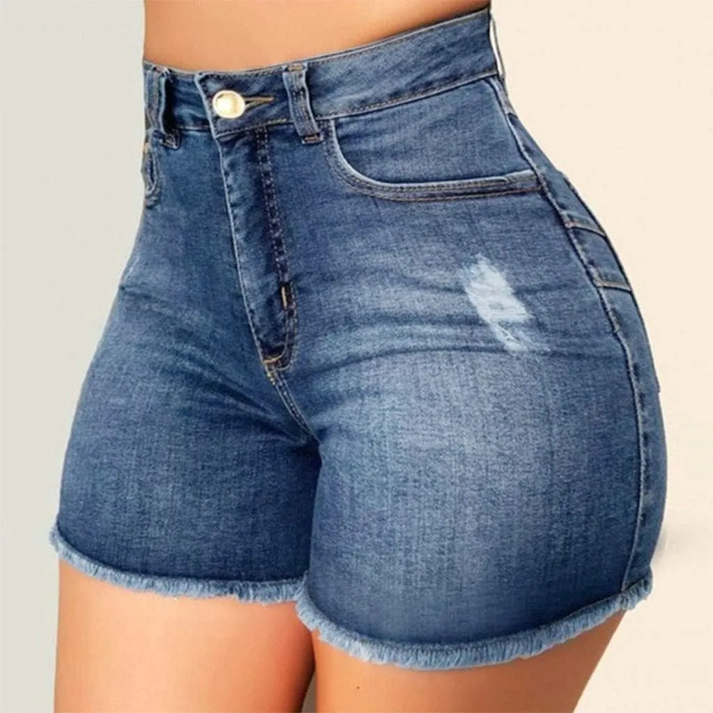Shorts Women's Casual Denim Hotpant High Broken Slim Women Ripped Waisted Denim Jeans Fit Pantalones Elastic athletic Pants