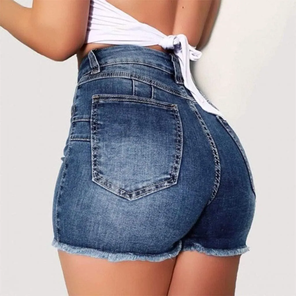 Shorts Women's Casual Denim Hotpant High Broken Slim Women Ripped Waisted Denim Jeans Fit Pantalones Elastic athletic Pants