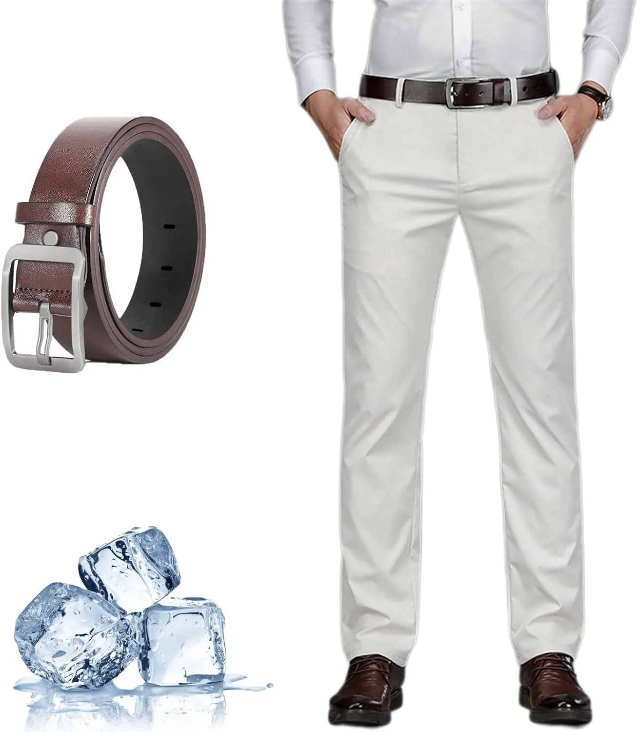 Silamone Timeless Stretch Pants, Timelessflex - Men's High Stretch Straight Fit Pants, Lightweight Suit Pant
