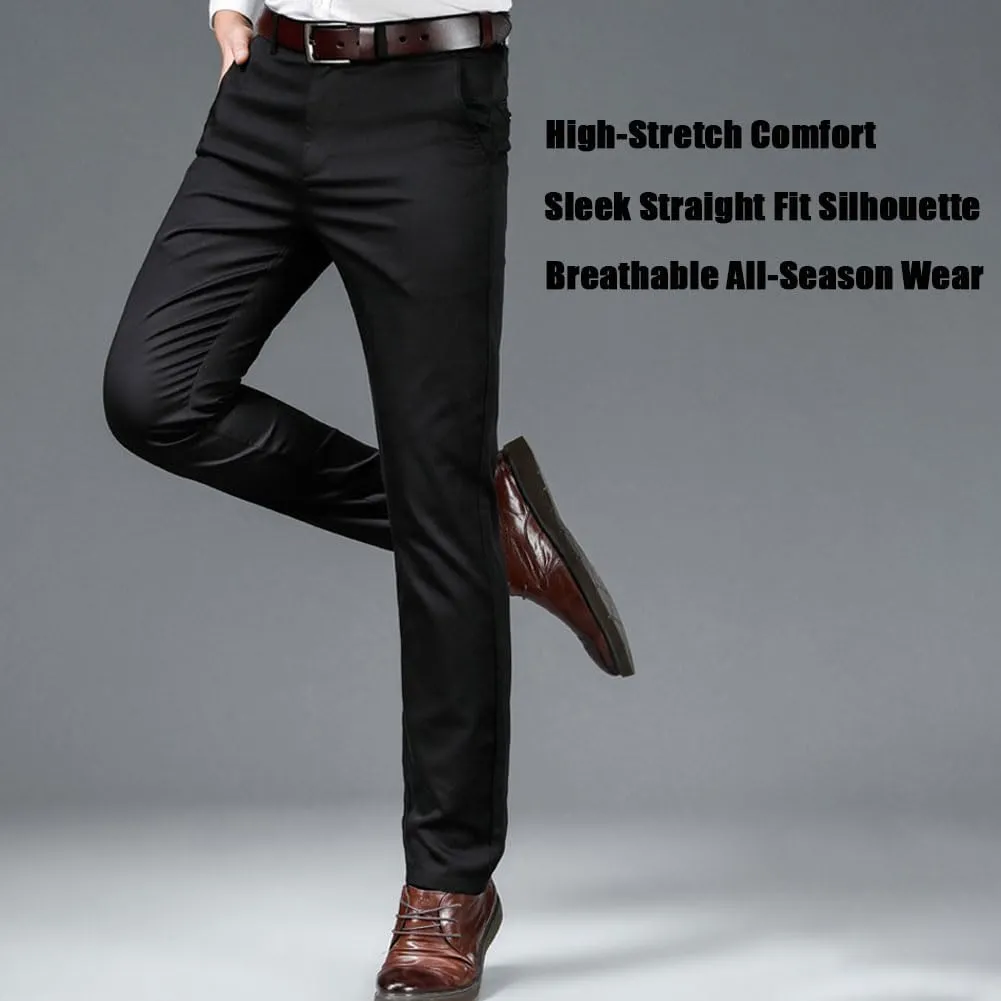 Silamone Timeless Stretch Pants, Timelessflex - Men's High Stretch Straight Fit Pants, Lightweight Suit Pant