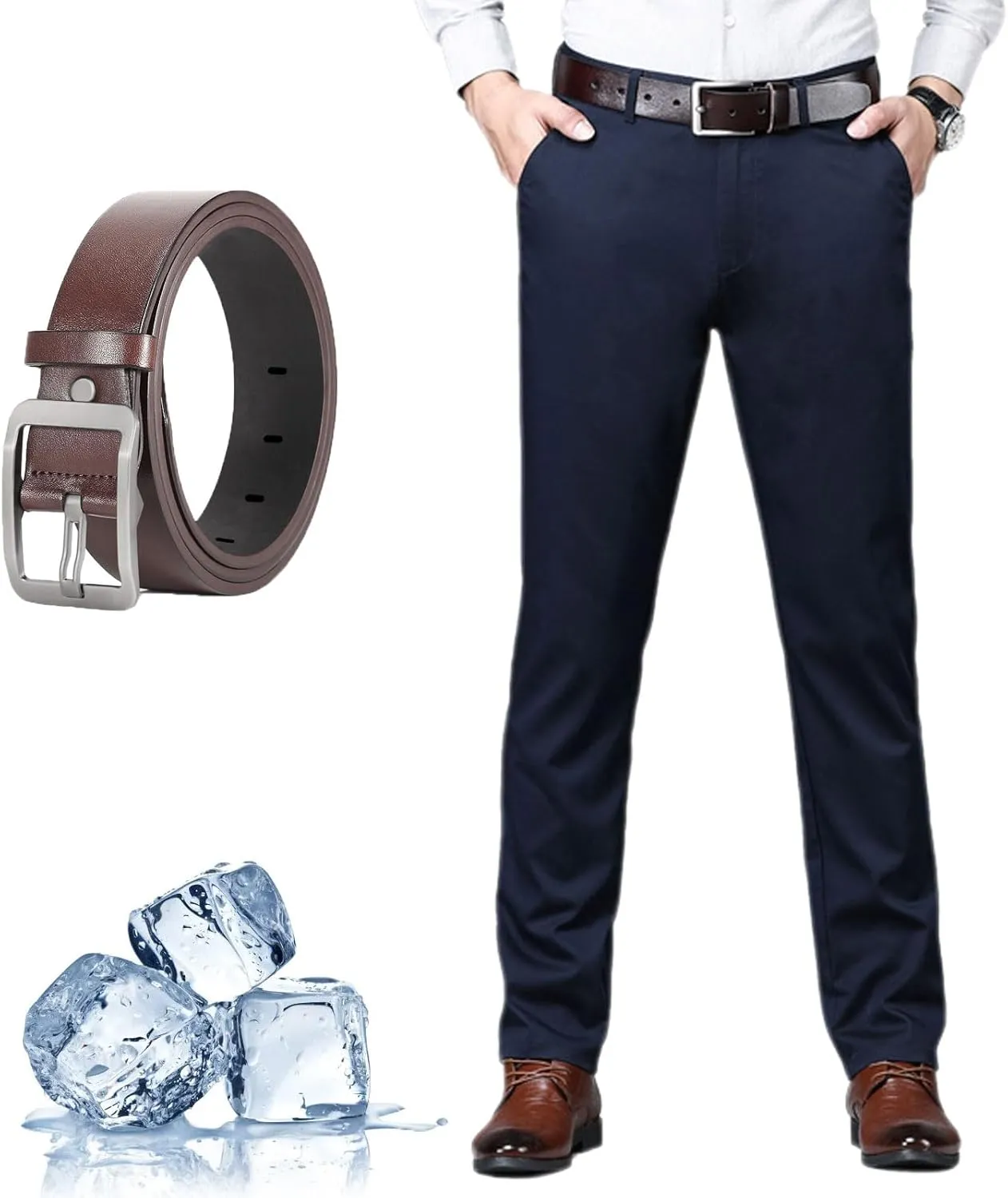 Silamone Timeless Stretch Pants, Timelessflex - Men's High Stretch Straight Fit Pants, Lightweight Suit Pant