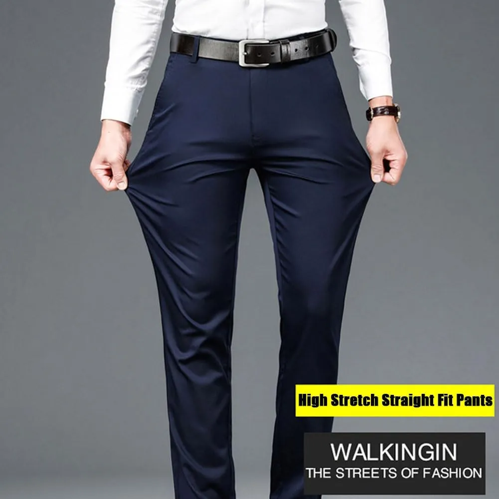 Silamone Timeless Stretch Pants, Timelessflex - Men's High Stretch Straight Fit Pants, Lightweight Suit Pant