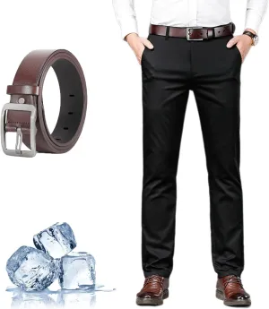 Silamone Timeless Stretch Pants, Timelessflex - Men's High Stretch Straight Fit Pants, Lightweight Suit Pant