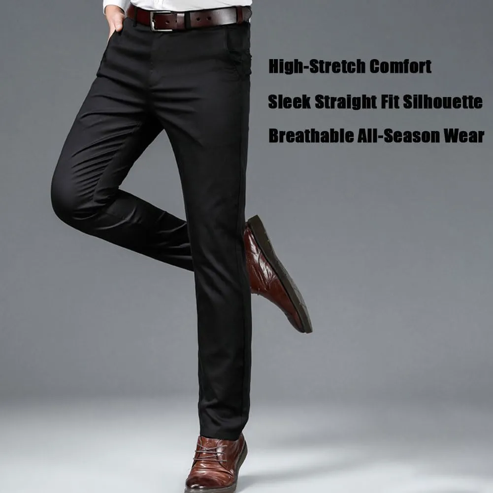 Silamone Timeless Stretch Pants, Timelessflex - Men's High Stretch Straight Fit Pants, Lightweight Suit Pant