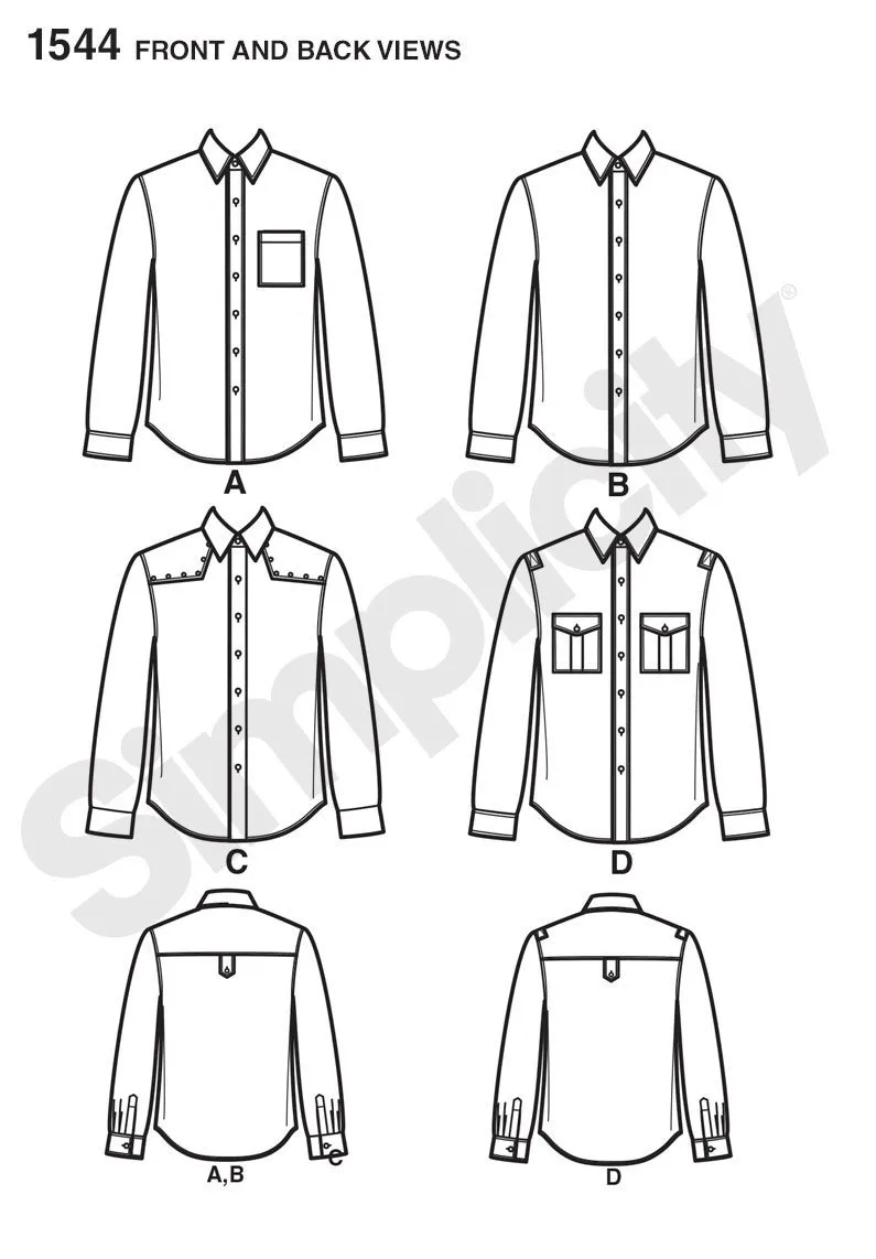 Simplicity Pattern 1544 Men's button front shirt